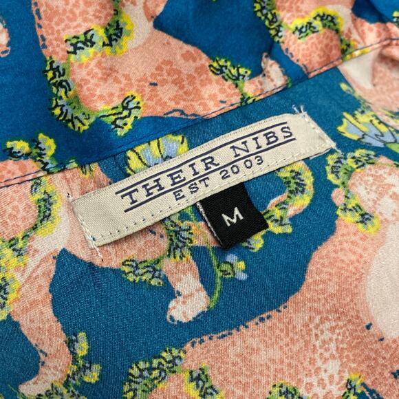 Their Nibs Pajama Top Cheetah Jungle Pocket Pyjama Blouse Asian Inspired V-neck - Picture 3 of 10